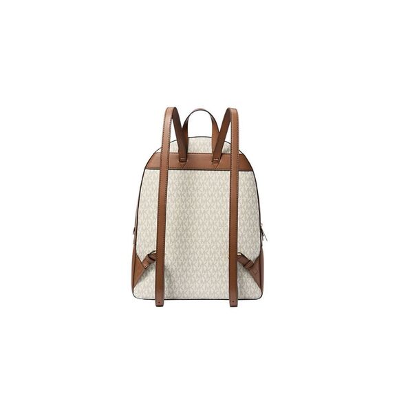 Michael Kors Jaycee Medium Zip Pocket Backpack Bag Tote Vanilla Logo Leather NWT main image 10
